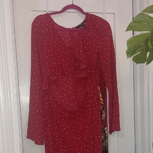 Forever 21 Red White Polka Dot Cut Out Tie Front Wide Leg Jumpsuit Xl